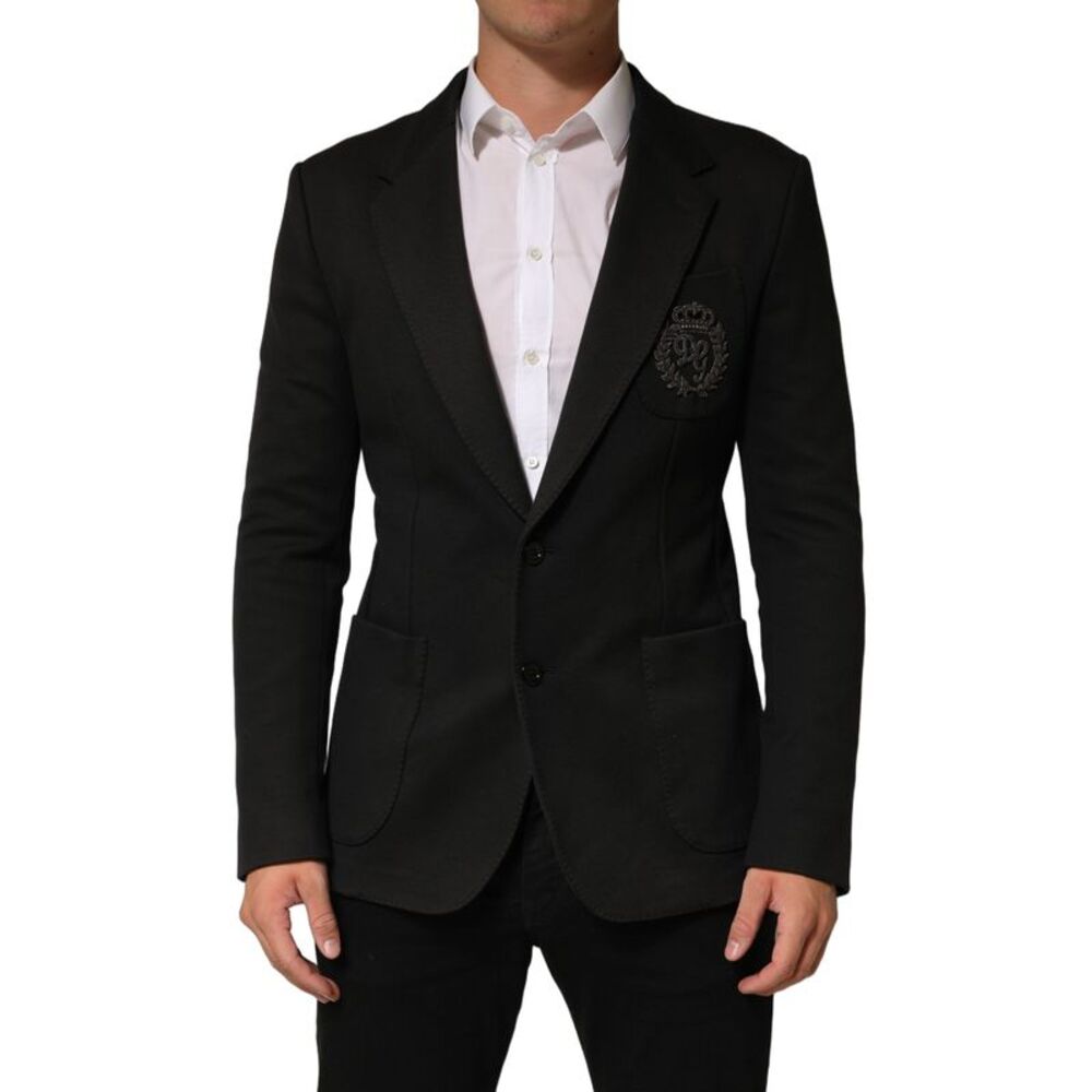 Dolce & Gabbana Black Embroidered Single Breasted Men Men's Jacket
